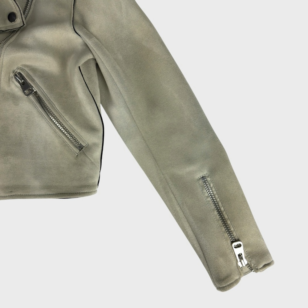 Zara Basic Beige Faux Suede Moto Jacket - Picture 5 of 8